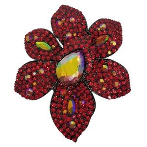 Elegant Red Floral Brooch